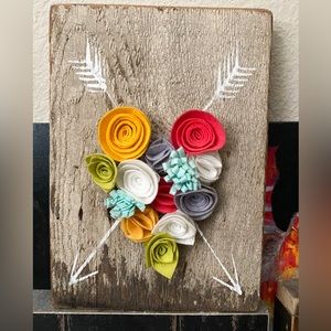 Wood Felt Flower Rustic Wall Decor